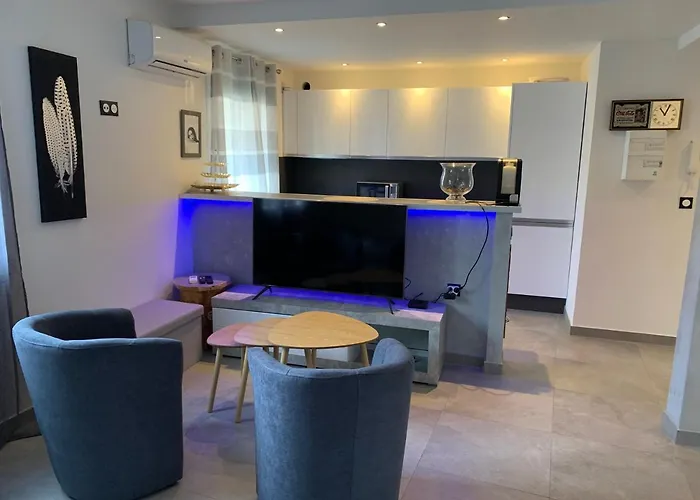 Grand Studio Tres Agreable Avec Bar, Cuisine Et Terrasse